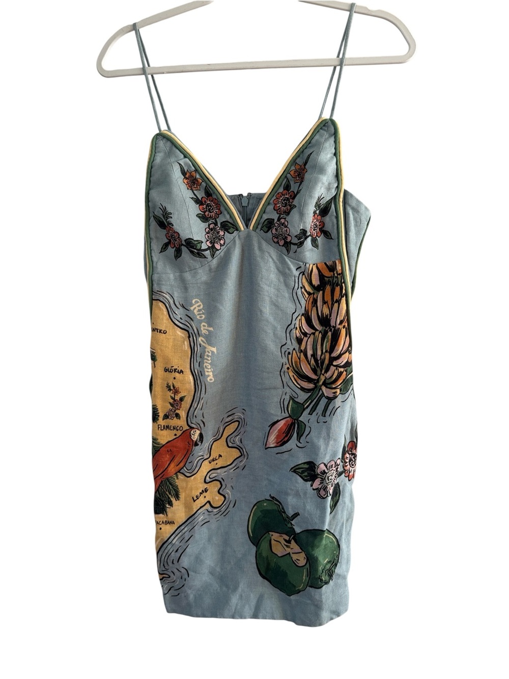 FARM Rio Beaches Path Ballon Coastal Linen Mini Slip Dress size Medium New